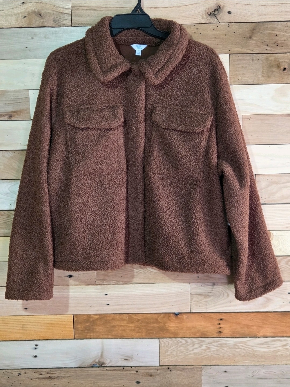 NWT Sherpa Teddy Jacket Chocolate Brown Boucle Trucker 1X
